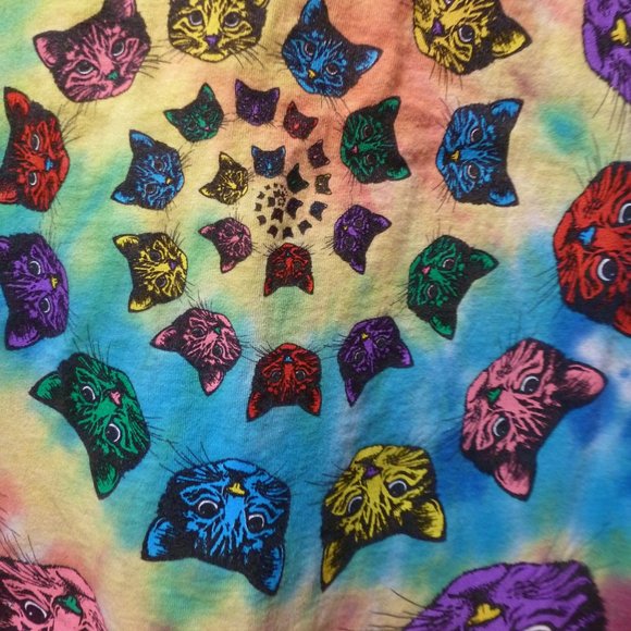 cute - Attention CAT LOVERS - Nice Tie Die Sleeveless Tee size M-L - Picture 11 of 11